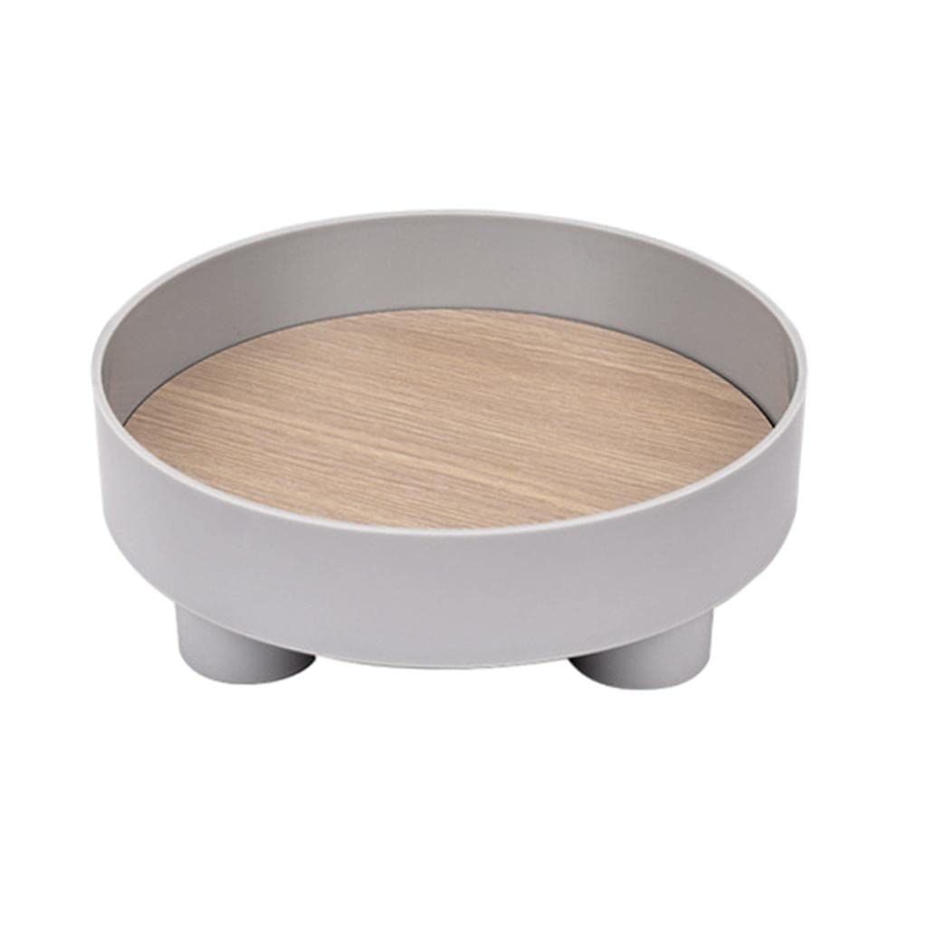 Premium Round Food Serving Tray with Non-Slip Feet - Elegant Home Decor & Kitchen Organizer for Party, Dinner, Hotel Dessert Display - Perfect for Entertaining, Buffet Setup & Pastry Presentation (Grey)
