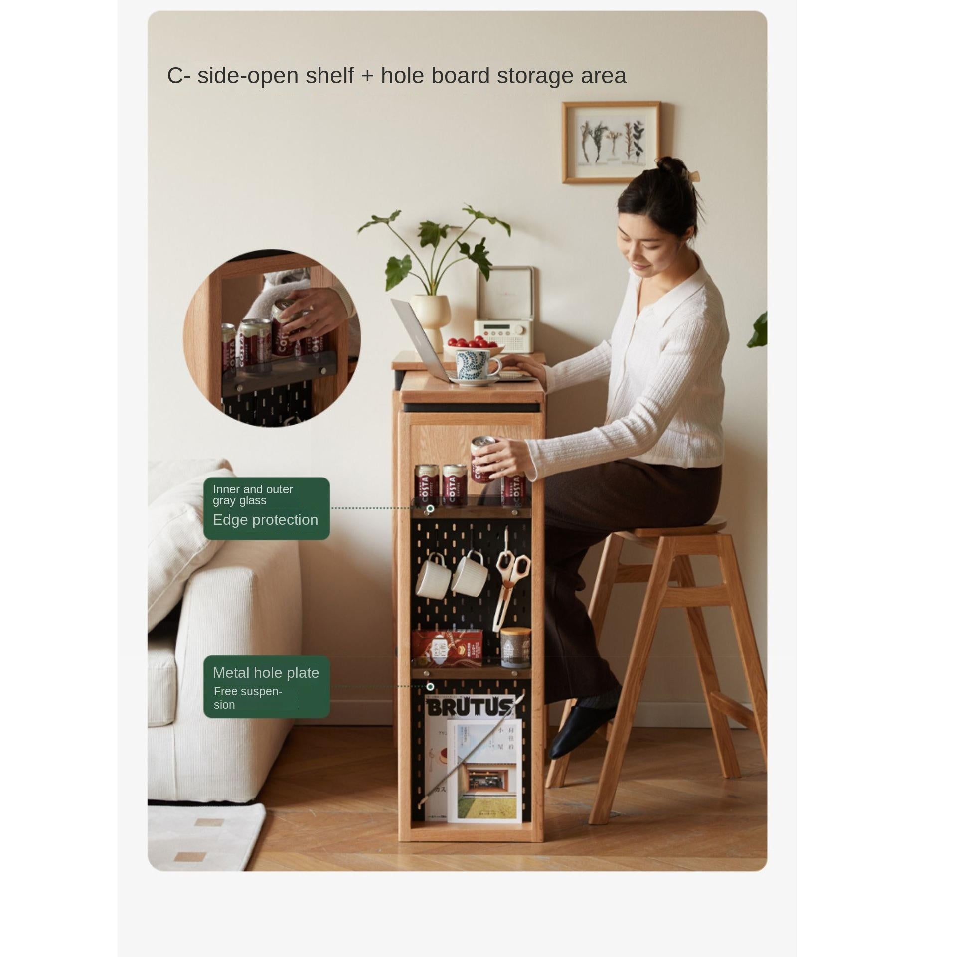 Solid Oak Wood Extendable Bar Table - Adjustable Height for Kitchen, Dining Room & Home Office - Perfect for Small Spaces & Entertaining