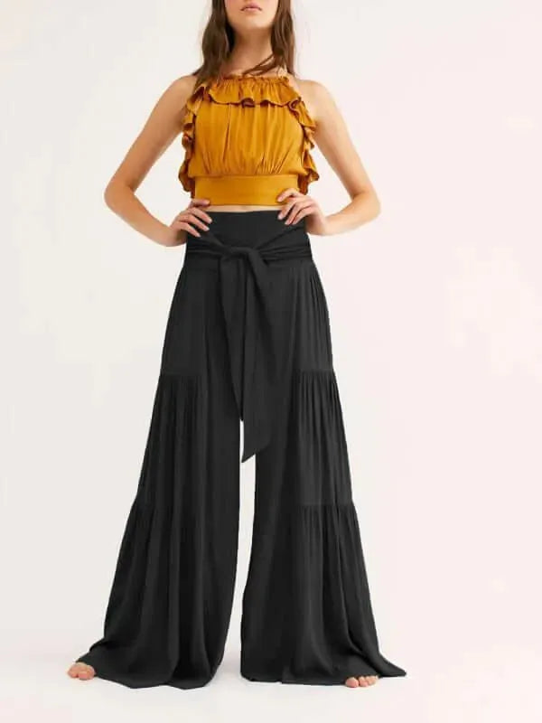 Women's Casual Loose Wide Leg Pants - Comfortable High Waisted Trousers for Work, Travel & Everyday Wear