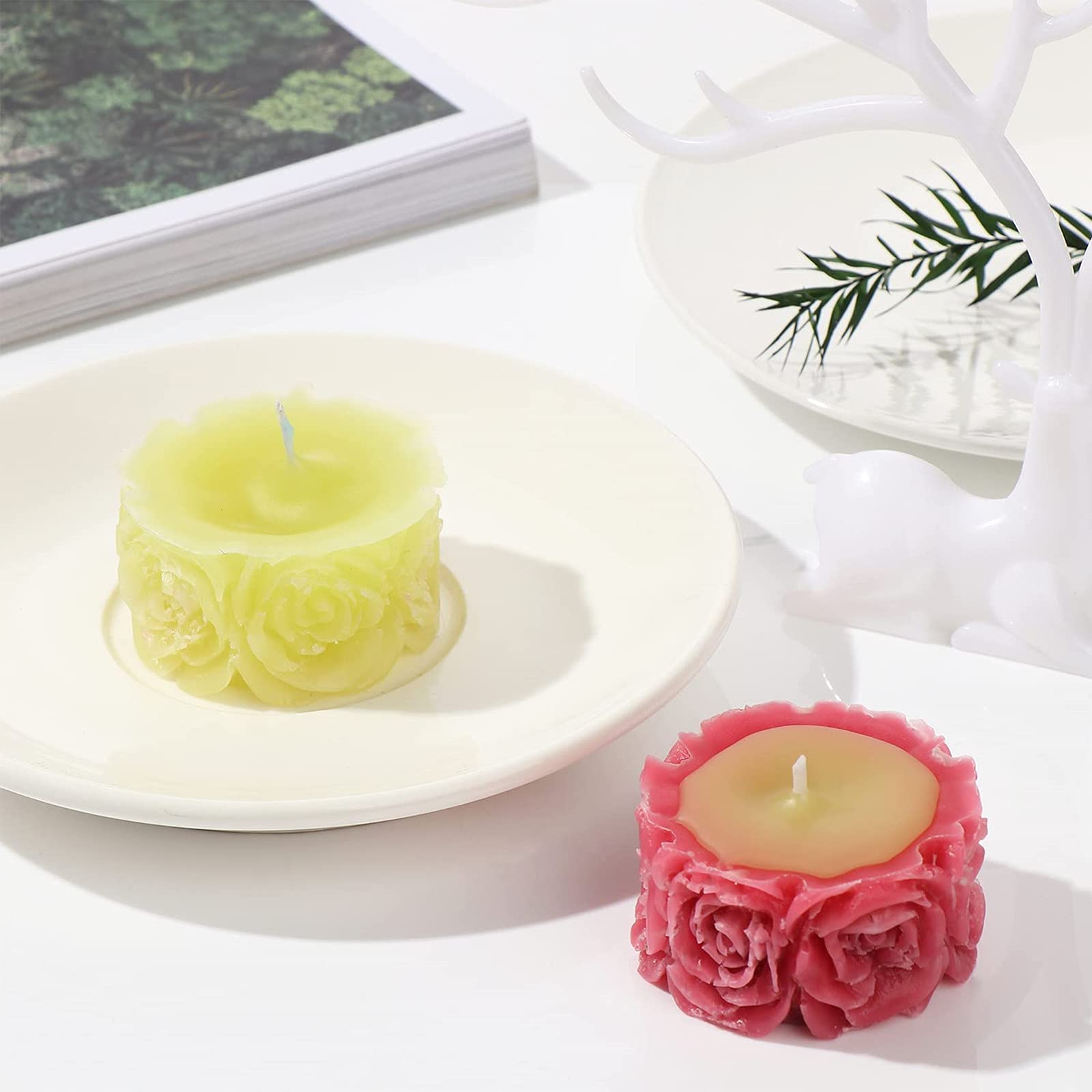 3D Rose Silicone Soap Mold - Round Candle & Fondant Mold for Handmade Soap, Lotion Bars, Bath Bombs, Wax Crayons - Perfect for DIY Crafts, Wedding Favors, and Home Spa Gifts