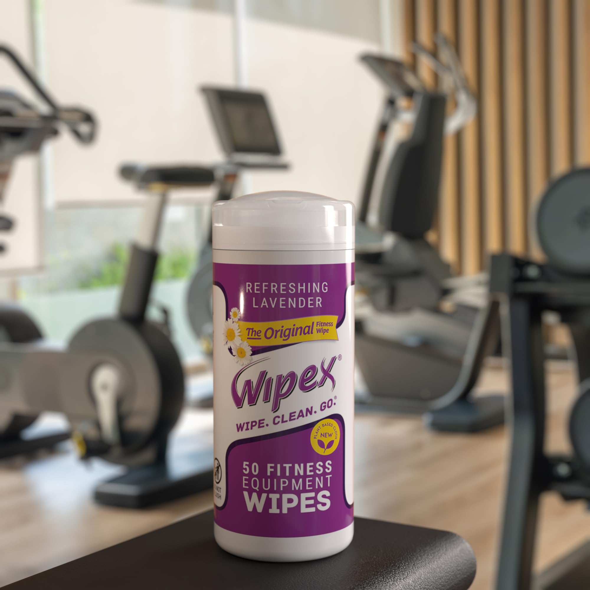 Wipex Original Plant-Based Gym Wipes - No-Lint Fitness Equipment Cleaner for Yoga Mats, Peloton Bikes & Workout Gear with Lavender & Vinegar (50 Count) | Perfect for Home Gyms, Studios & Post-Workout Cleaning
