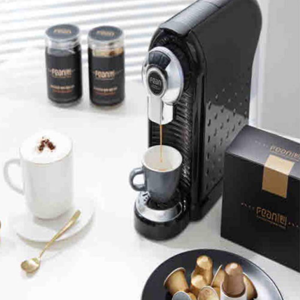 FEAN Portable Stainless Steel Capsule Coffee Machine - 220V Compatible with Nespresso Capsules, Black Espresso Maker for Home & Office Use | Perfect for Kitchen Countertops, Small Spaces & Travel