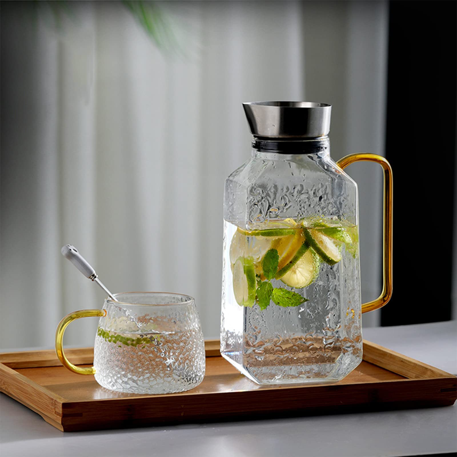 Insulated Glass Bottle for Hot & Cold Drinks - 32oz Juice Mug, Milk Water Cup, Kettle & Carafe for Home, Kitchen, Dining & Bar - Perfect for Iced Tea, Coffee, Lemonade & Smoothies