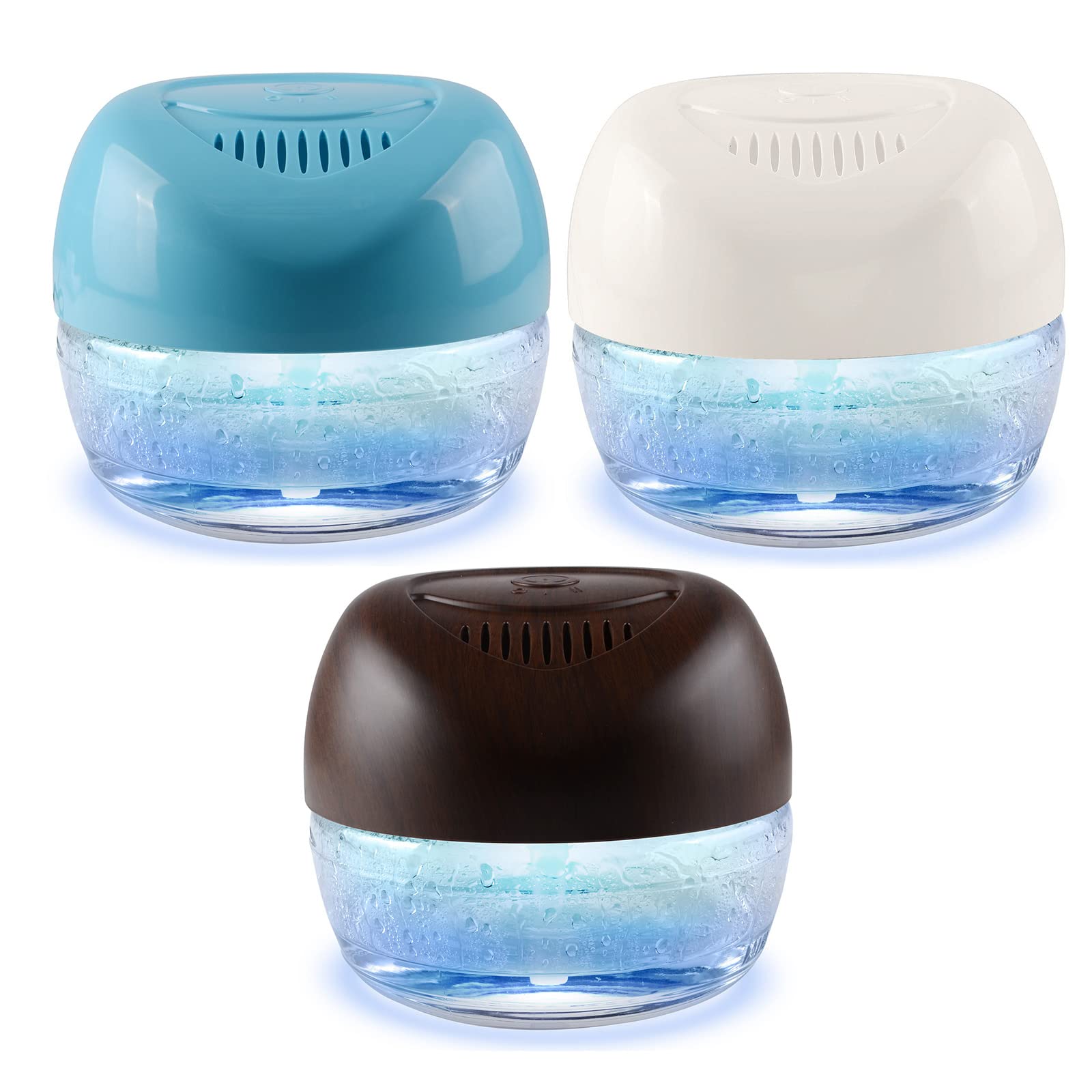 3-Pack Water-Based Air Purifier & Freshener with 7-Color LED Mood Light - Eliminates Odors, Humidifies & Purifies Air for Bedroom, Living Room, Office & Nursery