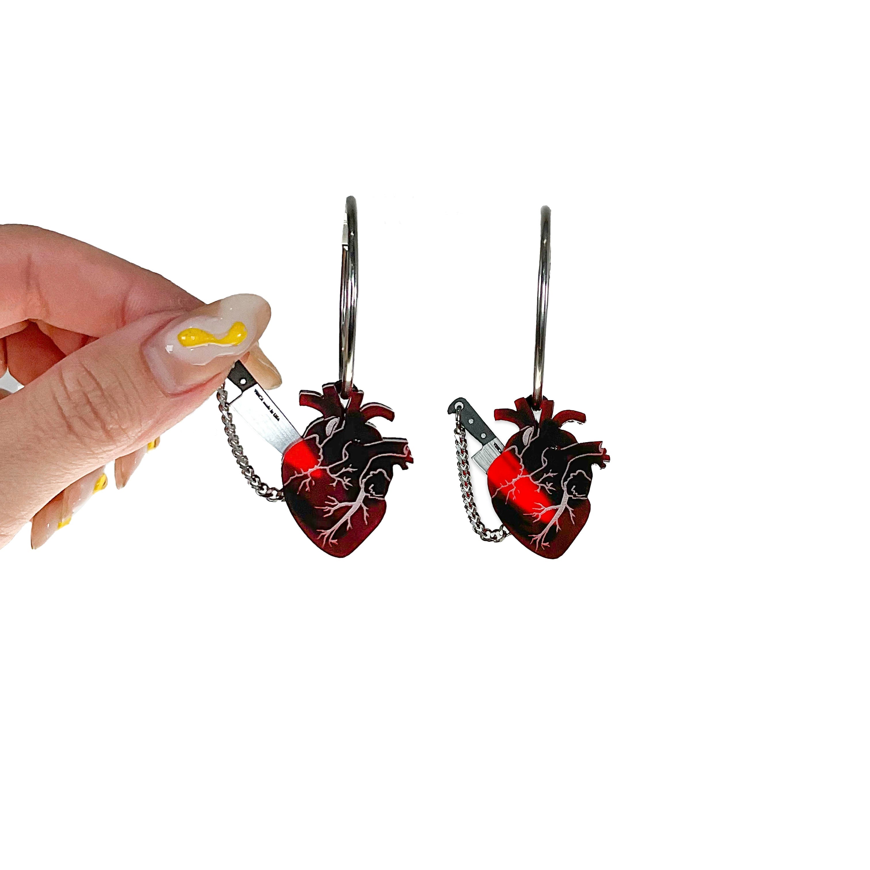 Stylish Chopped Heart Hoops Earrings - Red, Silver & Black Dangle Earrings for Women | Perfect for Valentine's Day, Date Night & Party Accessories