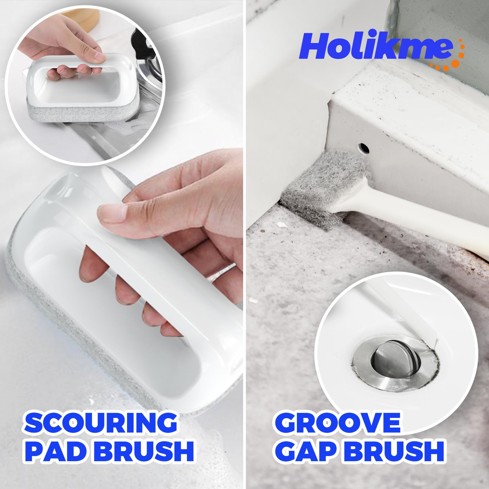 Holikme 7-Piece Dish Cleaning Brush Set - Scouring Pads, Kitchen Scrub Brushes & Flexible Cleaning Tools for Pots, Pans, Sinks | Durable & Ergonomic Design for Effortless Dishwashing (Yellow) - Perfect for Daily Kitchen Cleaning & Tough Stain Removal