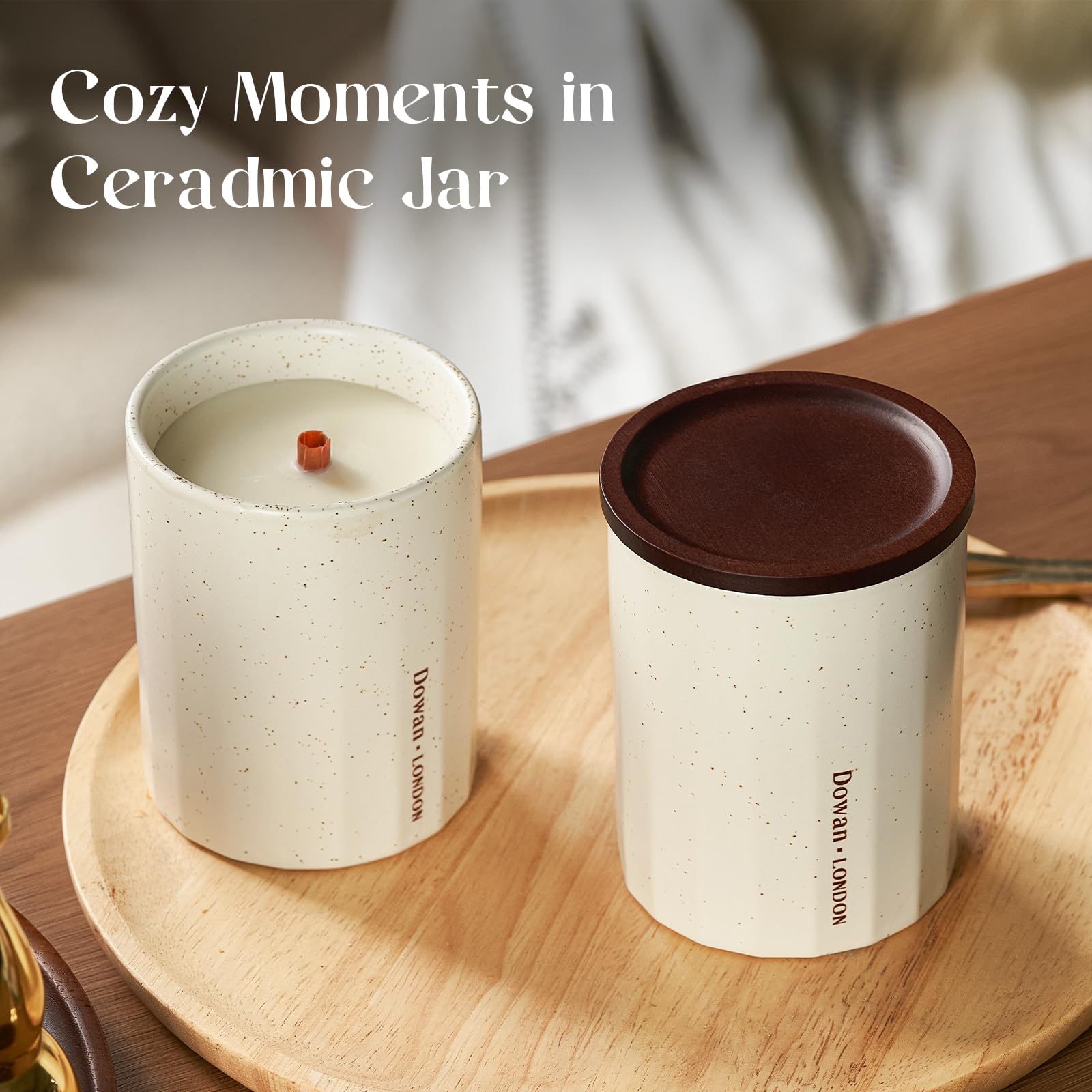 Dowan Beeswax Scented Candles with Wood Wick - Natural Sage & Peppermint Aromatherapy Candle, Non-Toxic Soy Wax for Relaxation - Ideal Housewarming Gift, Perfect for Yoga, Meditation & Home Spa