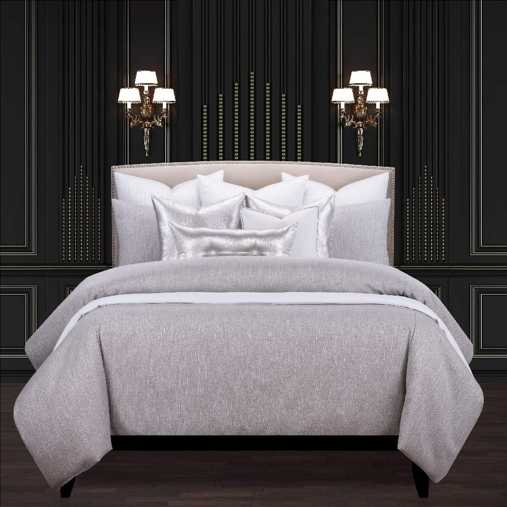 6-Piece Glam Duvet Comforter Set Queen Size - Opulent Truffle Gray Premium Microfiber Bedding with Zipper Closure | Elegant Modern Design for Cozy & Romantic Bedroom Decor | Perfect for Master Bedrooms, Guest Rooms & Luxury Hotels