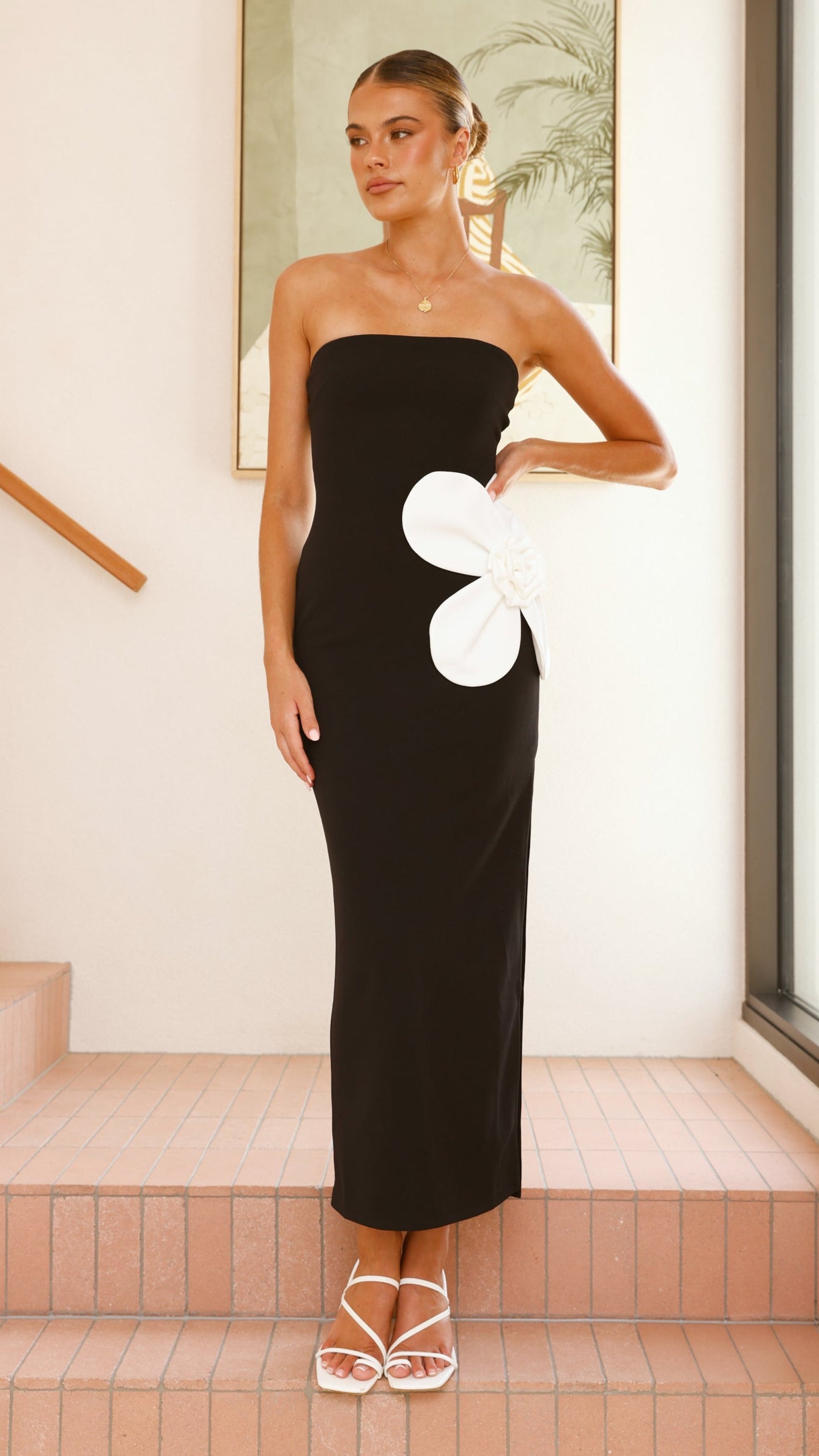 Athena Maxi Dress for Women - Elegant Black & White Flowy Long Dress for Summer, Beach, and Casual Outings