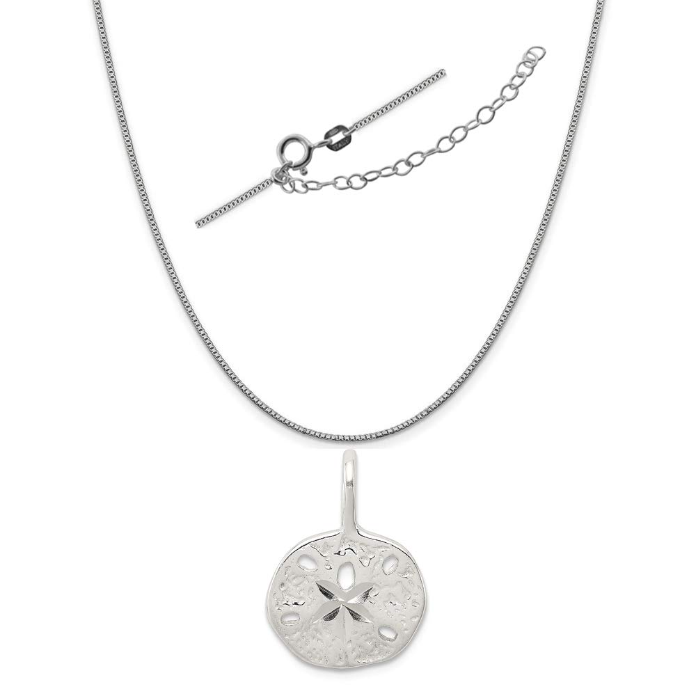 Sterling Silver Sand Dollar Pendant Necklace with Adjustable Chain (18