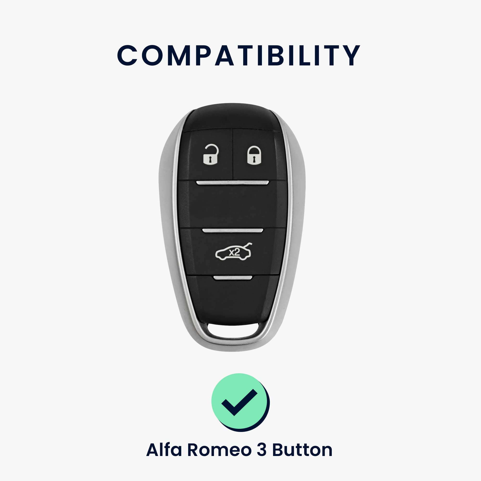 kwmobile Silicone Key Fob Cover for Alfa Romeo 3 Button Remote Car Key - Durable Protective Case for Keyless Entry Fob - Perfect for Daily Use, Travel & Car Protection