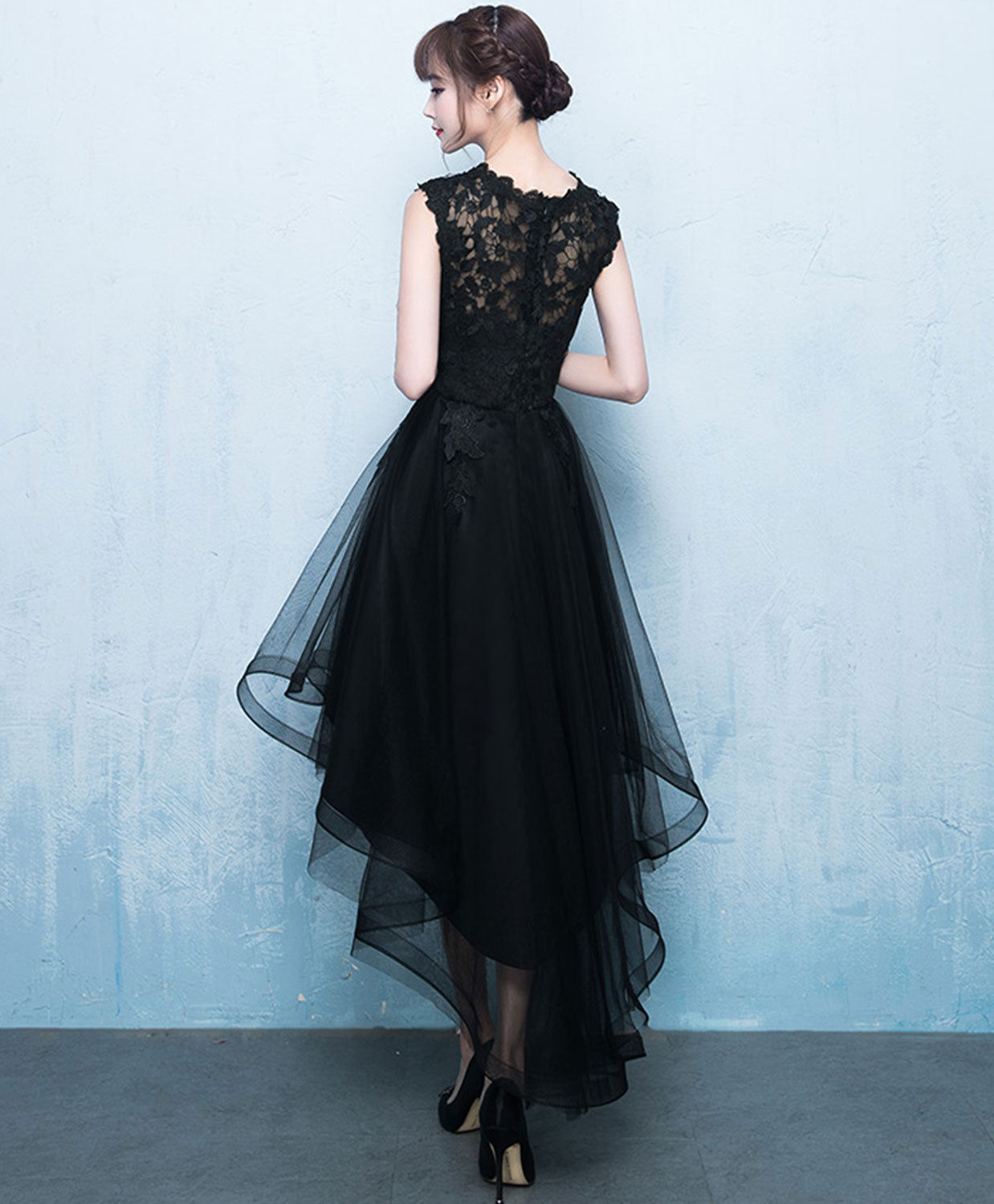 Elegant Black A-Line Tulle High-Low Prom Dress for Homecoming, Evening Gala & Special Occasions - Perfect for Prom Night, Dances & Formal Events
