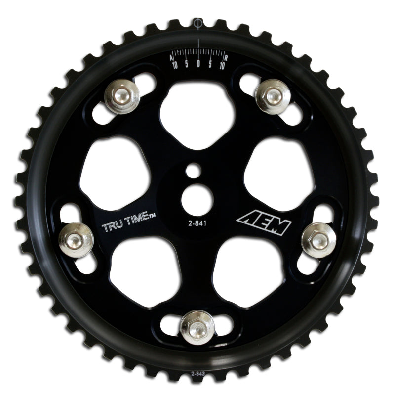 AEM Evo 8 & IX Black Tru Time Cam Gear - High Performance Timing Gear for Mitsubishi Lancer Evolution 8 & 9 - Perfect for Racing & Engine Upgrades