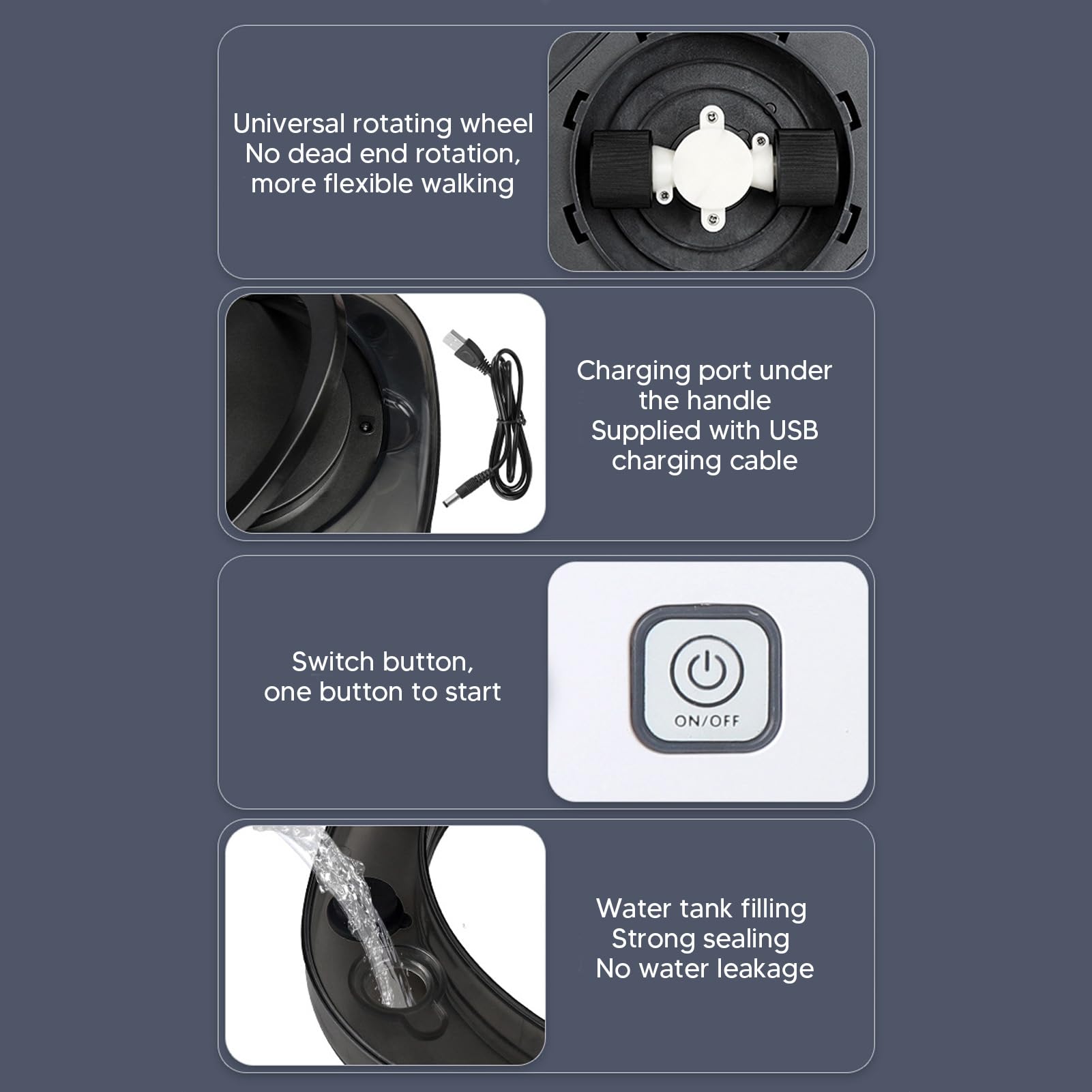 HURRISE Automatic Floor Mopping Robot with Water Vacuum - Smart Robotic Vacuum Cleaner for Pet Hair, Hardwood Floors & Carpets (Black) | Ideal for Home Cleaning & Pet Owners