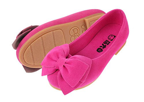 Faux Suede Bow Round Toe Ballet Flats Slip On Shoes for Kids - Comfortable & Stylish Toddler Girls' Flats for School, Playdates & Special Occasions