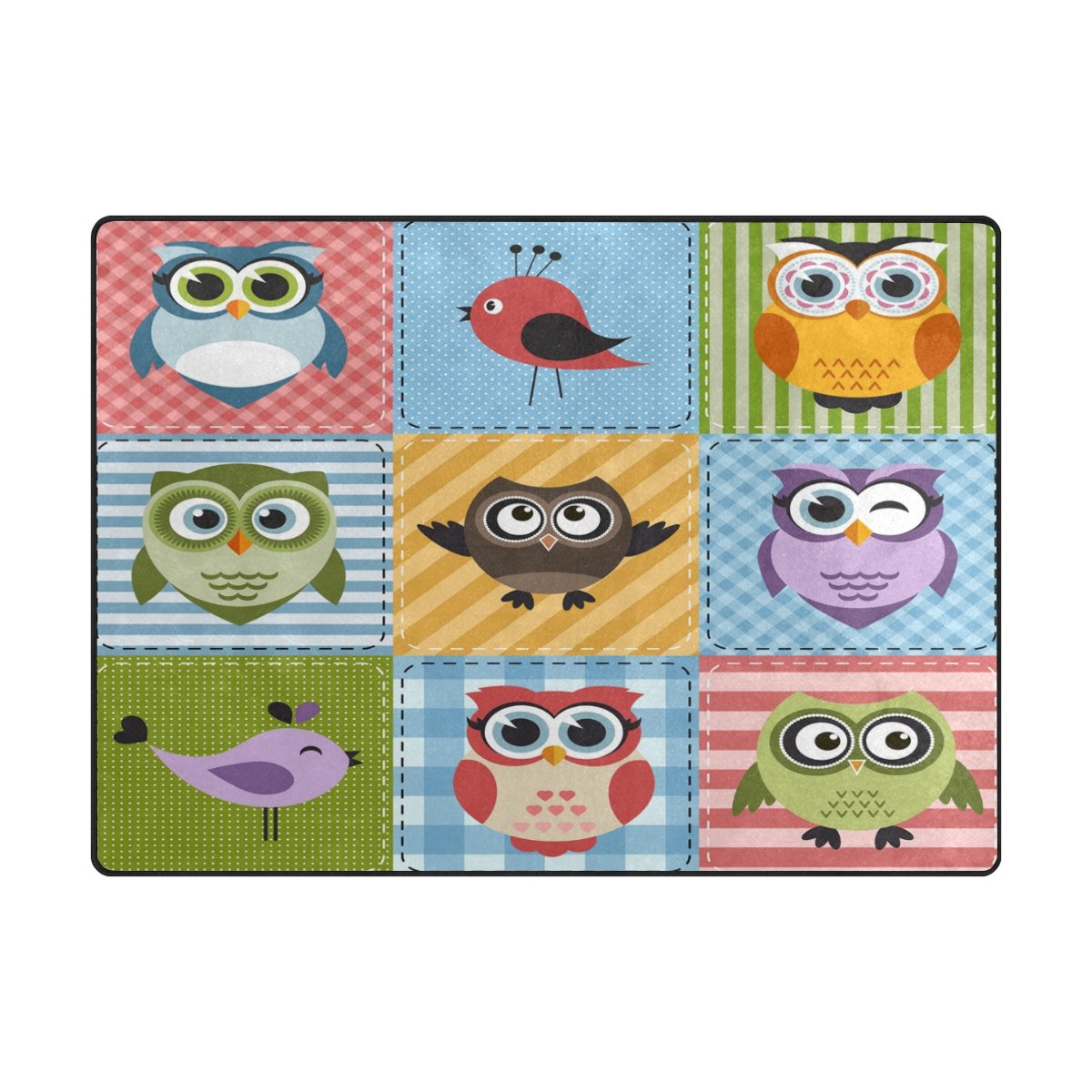 ALAZA Cartoon Happy Owl Non-Slip Area Rug 7' x 5' - Soft Kids Nursery Rug for Living Room, Bedroom & Playroom - Perfect for Home Decor, Children's Room and Cozy Spaces