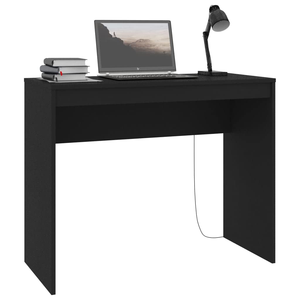 CHARMMA 35.4 Inch Computer Desk - Black Study Writing Table with Sturdy Chipboard Surface (35.4
