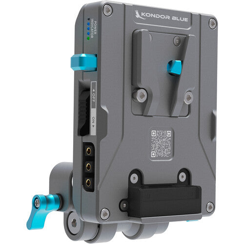 Kondor Blue Pro V Mount Battery Plate with Swiveling Rod Block (Space Gray) - Durable Power Solution for DSLR & Mirrorless Cameras - Perfect for Filmmaking, Photography & On-Location Shooting