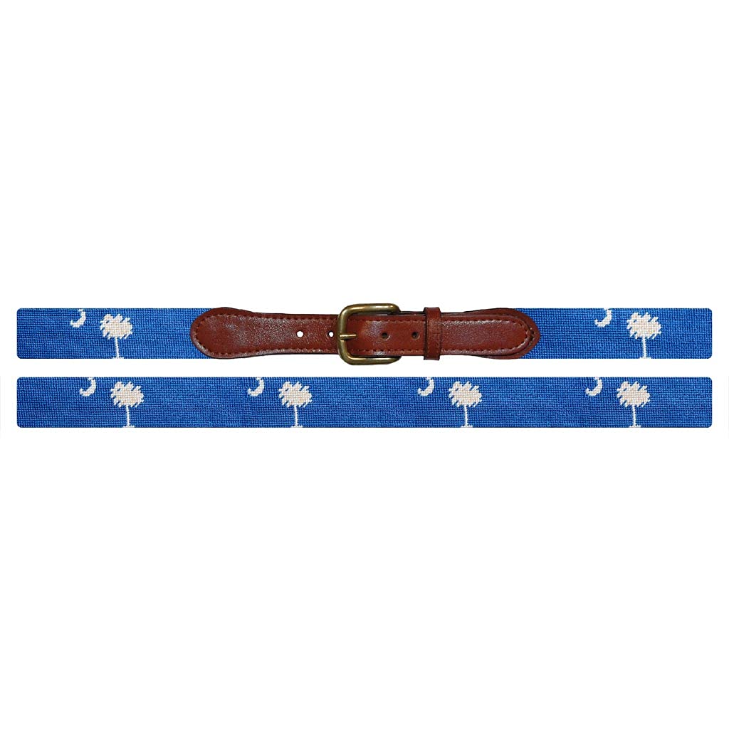 Smathers & Branson Blue South Carolina Flag Needlepoint Belt - Perfect for Southern Style, Gameday & Preppy Fashion