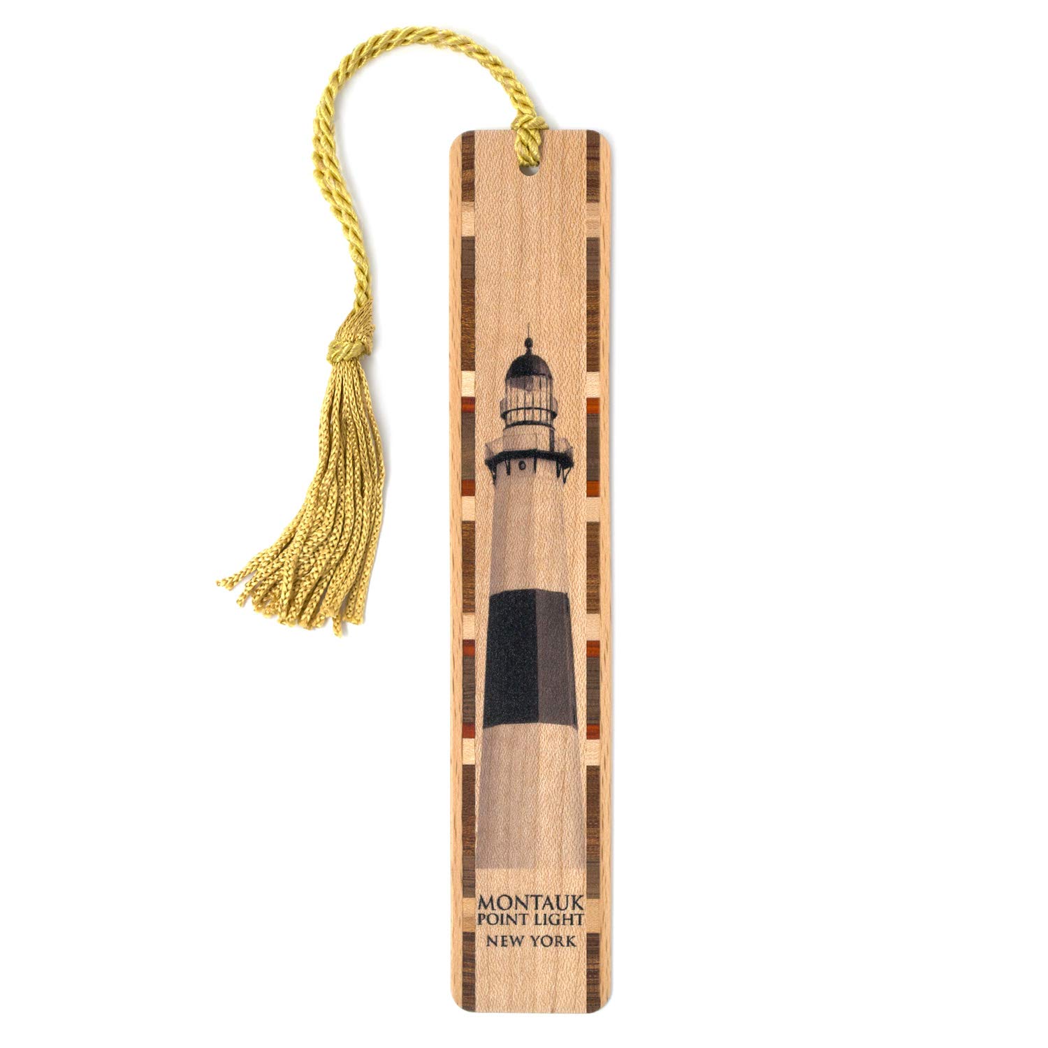 Handmade Wooden Lighthouse Montauk Point Bookmark with Tassel - Personalized Custom Engraved Gift - Made in USA - Perfect for Book Lovers, Readers & Literary Gifts