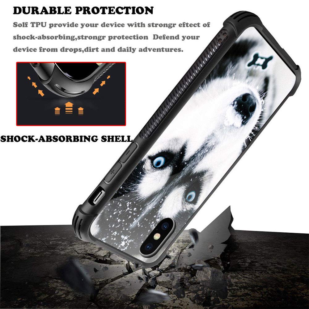 CARLOCA iPhone XR Case - Shockproof Protective Cover with Husky Dog Muzzle Blue Eyed Design, Anti-Scratch Durable Phone Case for iPhone XR - Perfect for Outdoor Activities, Travel and Daily Use
