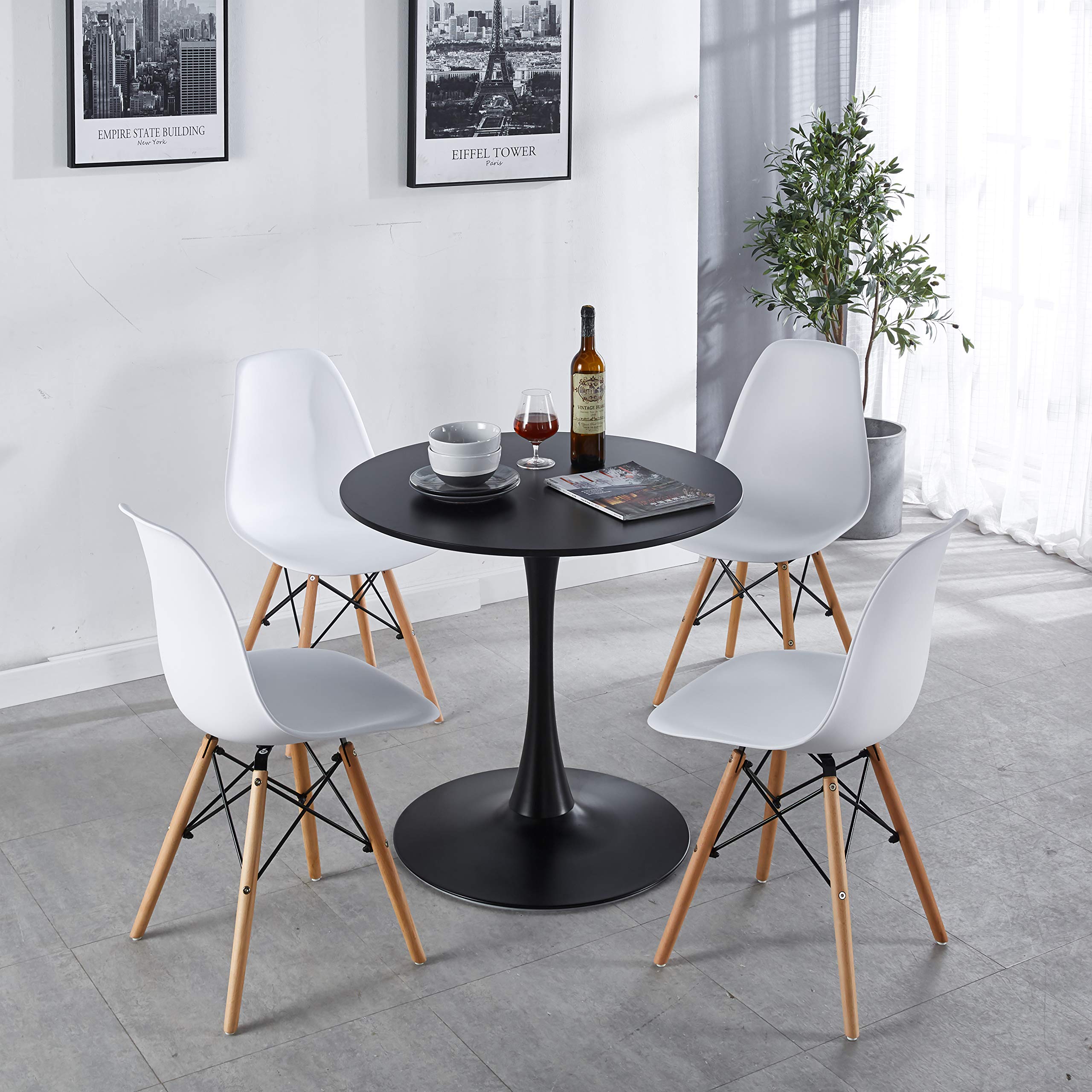 Modern Round Dining Table 31.5 Inch - Small Kitchen Table with Sturdy Metal Legs for Small Spaces - Perfect for Living Room, Bedroom, Library - Supports 220 Lbs - Ideal for Apartments, Breakfast Nooks & Cozy Dining Areas