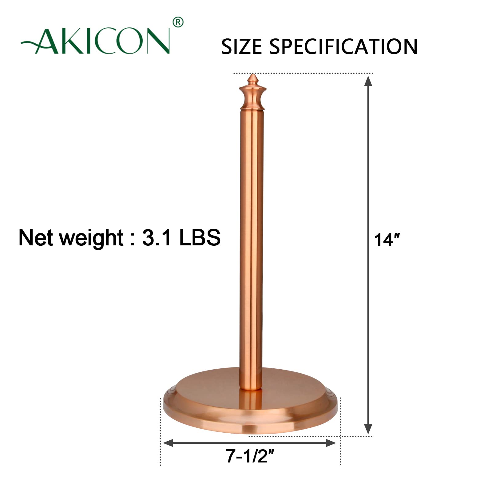 Premium Copper Paper Towel Holder Stand - Classic Kitchen & Dining Room Countertop Organizer | Perfect for Home, Office, and Restaurant Use