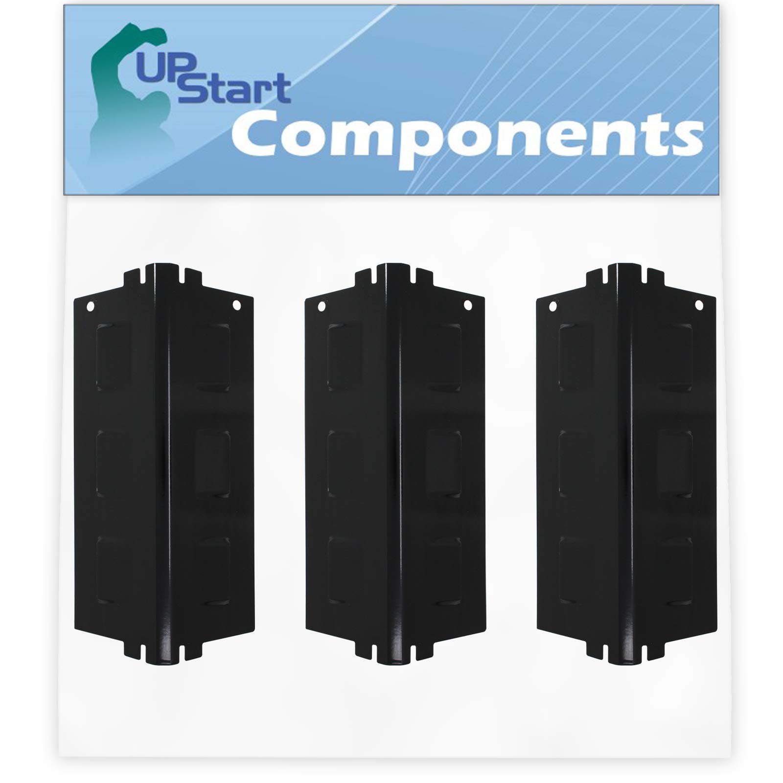 3-Pack BBQ Grill Heat Shield Plate Replacement Parts for Kenmore 16211 - Compatible Flame Tamer, Guard, Deflector, Flavorizer Bar - Porcelain Steel Burner Cover (11 3/4