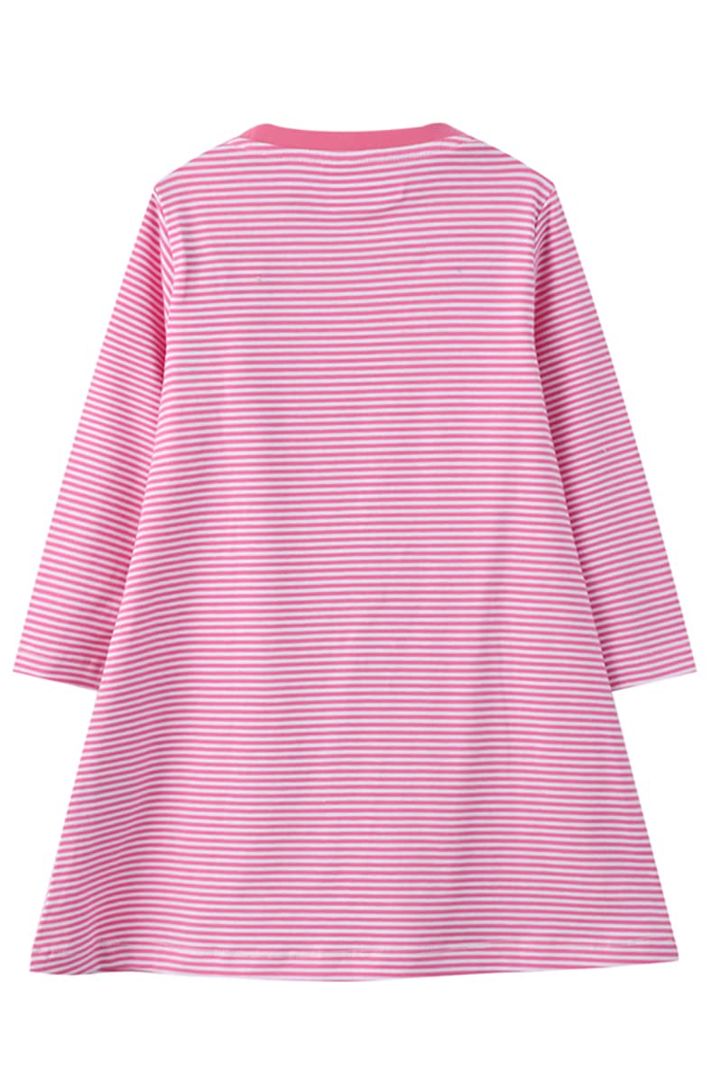 KISSOURBABY Girls Long Sleeve Cotton Casual Dress - Vintage Print Princess Dress for Kids - Perfect for School, Parties & Family Photos