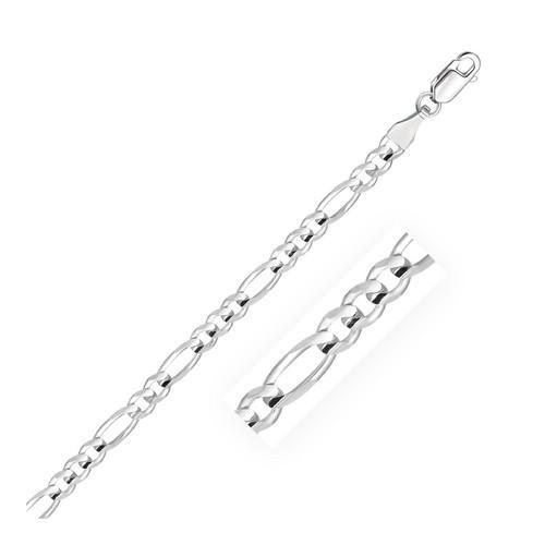 4.6mm 14K Solid White Gold Figaro Chain Necklace - 18 Inch Length, Durable & Hypoallergenic Jewelry for Men & Women - Perfect for Everyday Wear, Gifts & Special Occasions