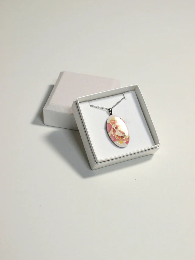 Yusen Shippo Pendant Necklace - Rose Pink Japanese Enamel Jewelry for Women, Elegant Handmade Cloisonne Necklace, Perfect Gift for Birthday, Anniversary & Special Occasions