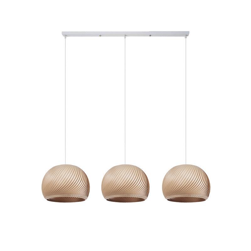 Aurora Whorl Wood Pendant Lamp - Handcrafted Wooden Hanging Light Fixture for Dining Room, Bedroom & Living Room Decor - Natural Boho Style Ceiling Light for Home & Cafe Lighting