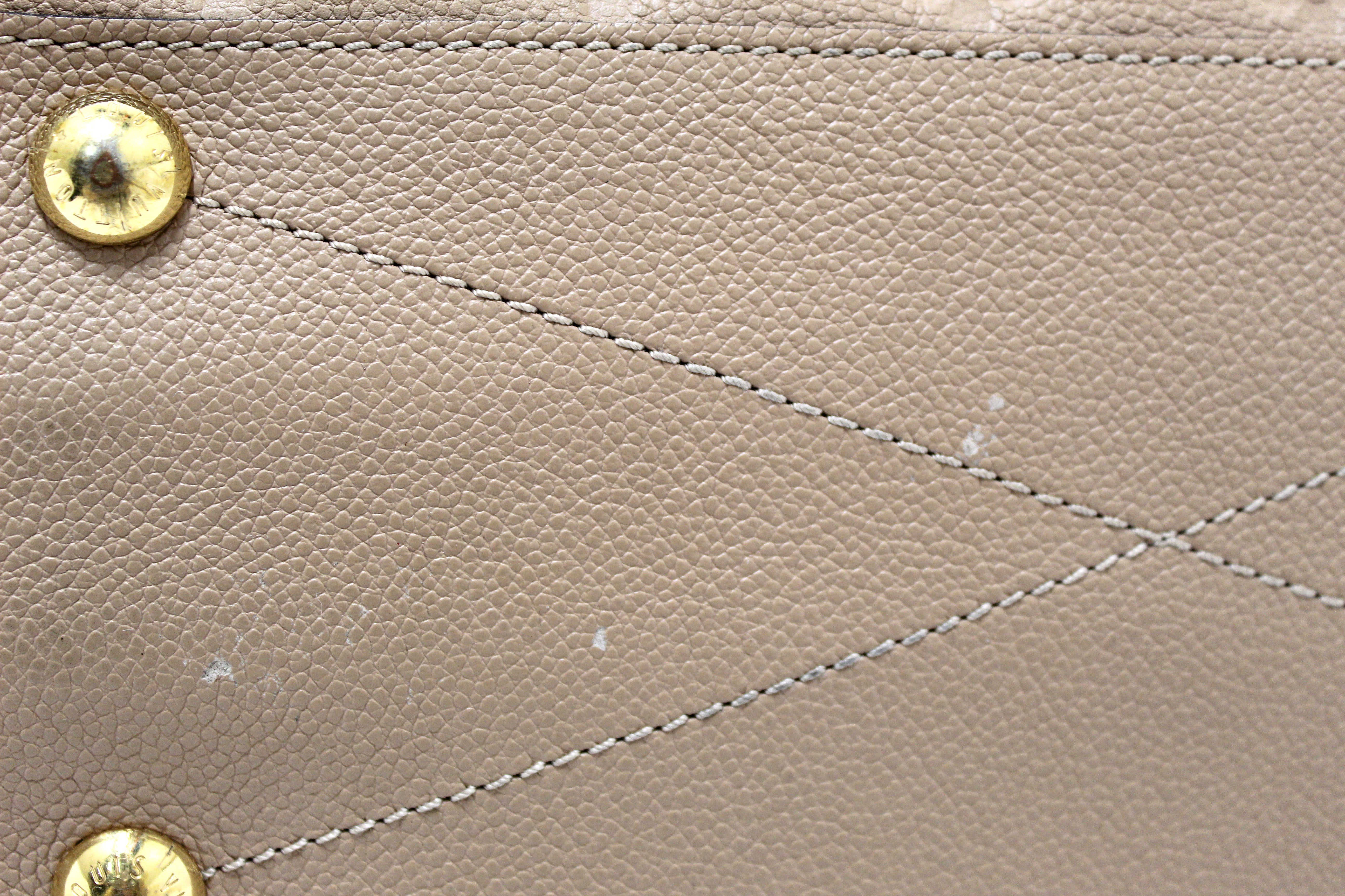 Authentic Louis Vuitton Montaigne MM Bag - Beige Monogram Empreinte Leather Handbag for Women | Luxury Designer Tote for Work, Travel & Everyday Use