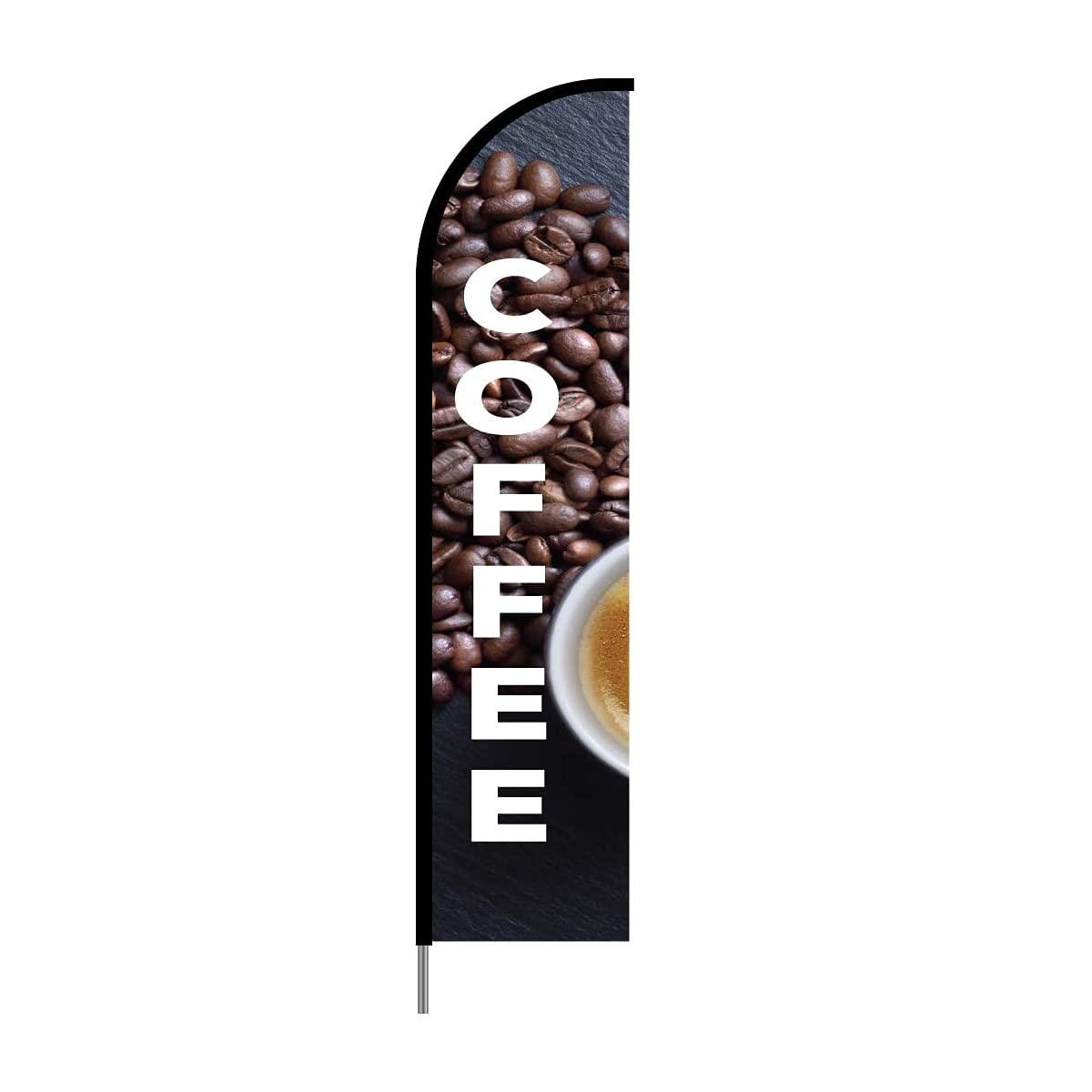 15ft Coffee Cafe Bar Sign Banner Swooper Feather Flag Pole Kit - Outdoor Business Advertising Display for Restaurants, Cafes & Retail Stores