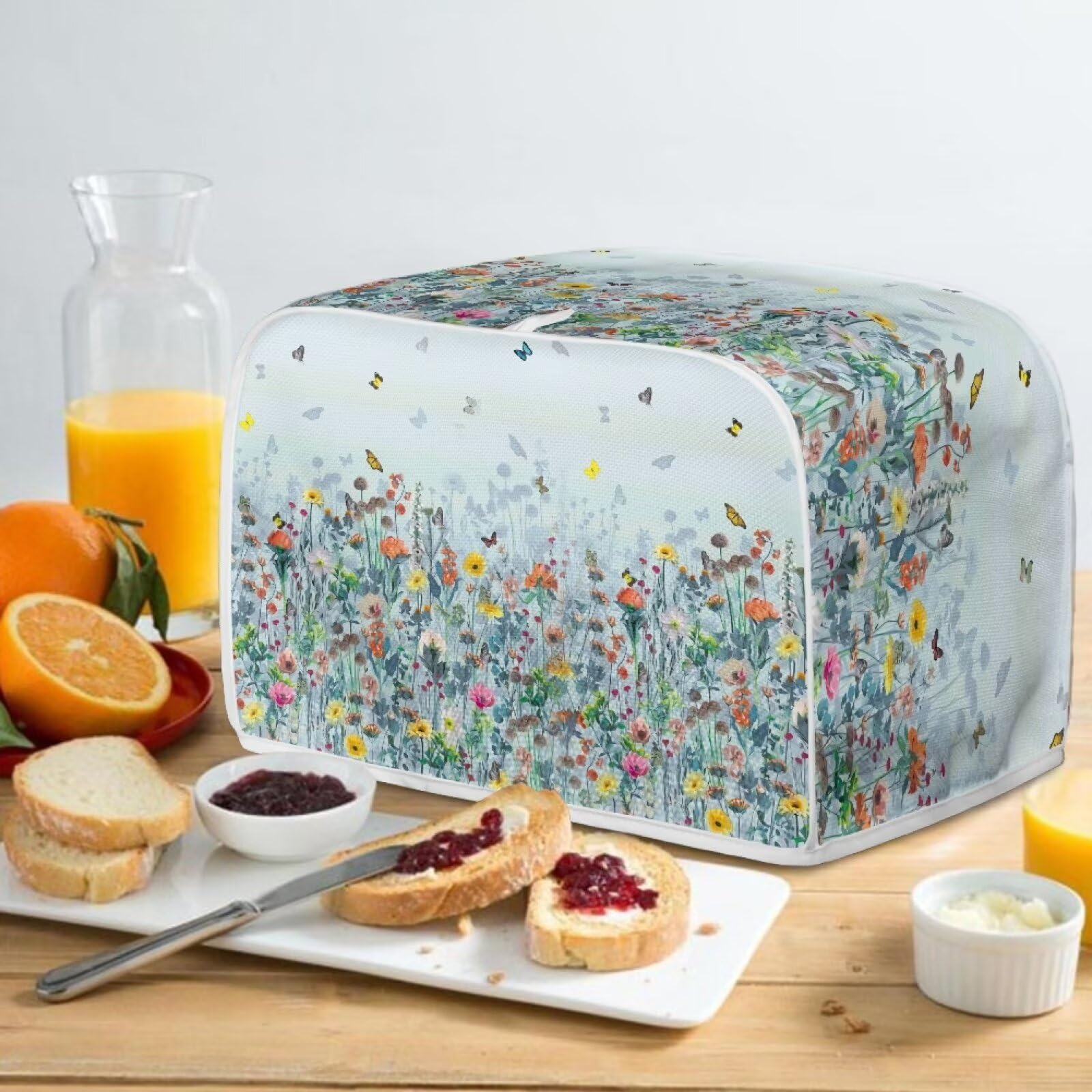 ZDCUSTOM Floral Butterfly 2-Slice Toaster Cover - Stain Resistant, Dust Proof Oven & Bread Machine Protector - Kitchen Decor for Coffee Maker & Small Appliances - Perfect for Home, Cafe, and Office Use