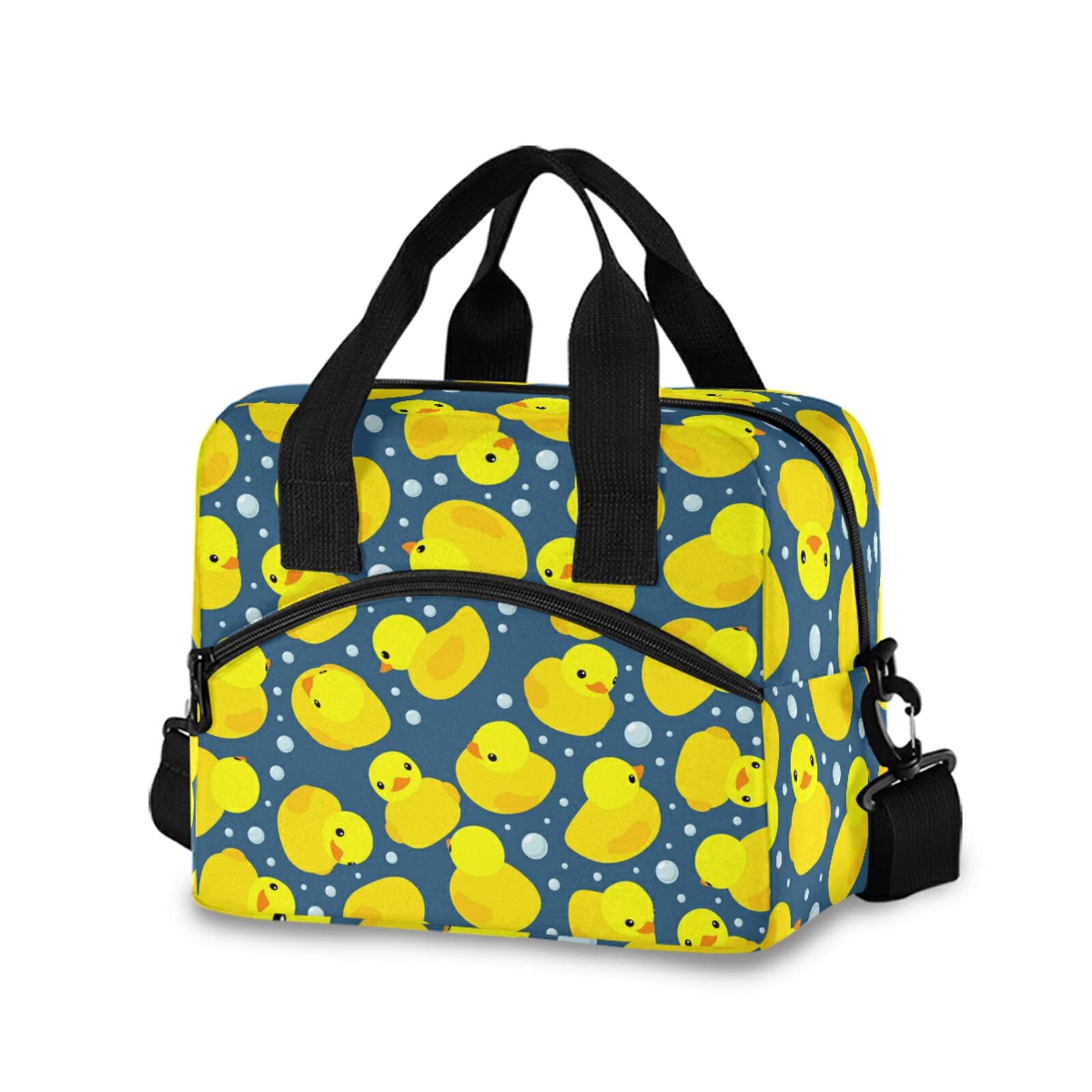 Reusable Insulated Lunch Box with Adjustable Shoulder Straps - CBBYY Rubber Ducks Lunch Bags for Women & Men, Perfect for Work, Picnic, School & Outdoor Activities