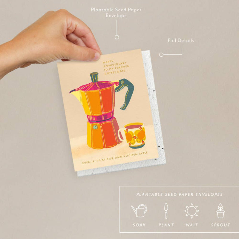 Anniversary Greeting Card for Coffee Lovers - Perfect Espresso-Themed Gift for Couples, Husband or Wife - Ideal for Coffee Date Nights & Romantic Celebrations