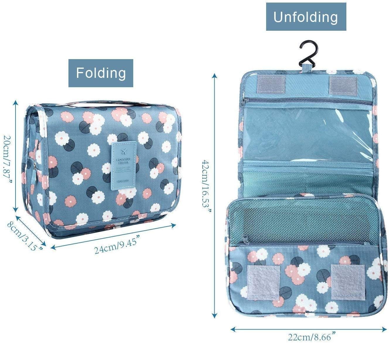 ZAEGO Waterproof Hanging Toiletry Bag for Travel - Portable Cosmetic & Makeup Organizer with Shaving Kit Pouch, Multifunctional Nylon Hanging Organizer for Women & Girls - Perfect for Camping, Gym, and Business Trips