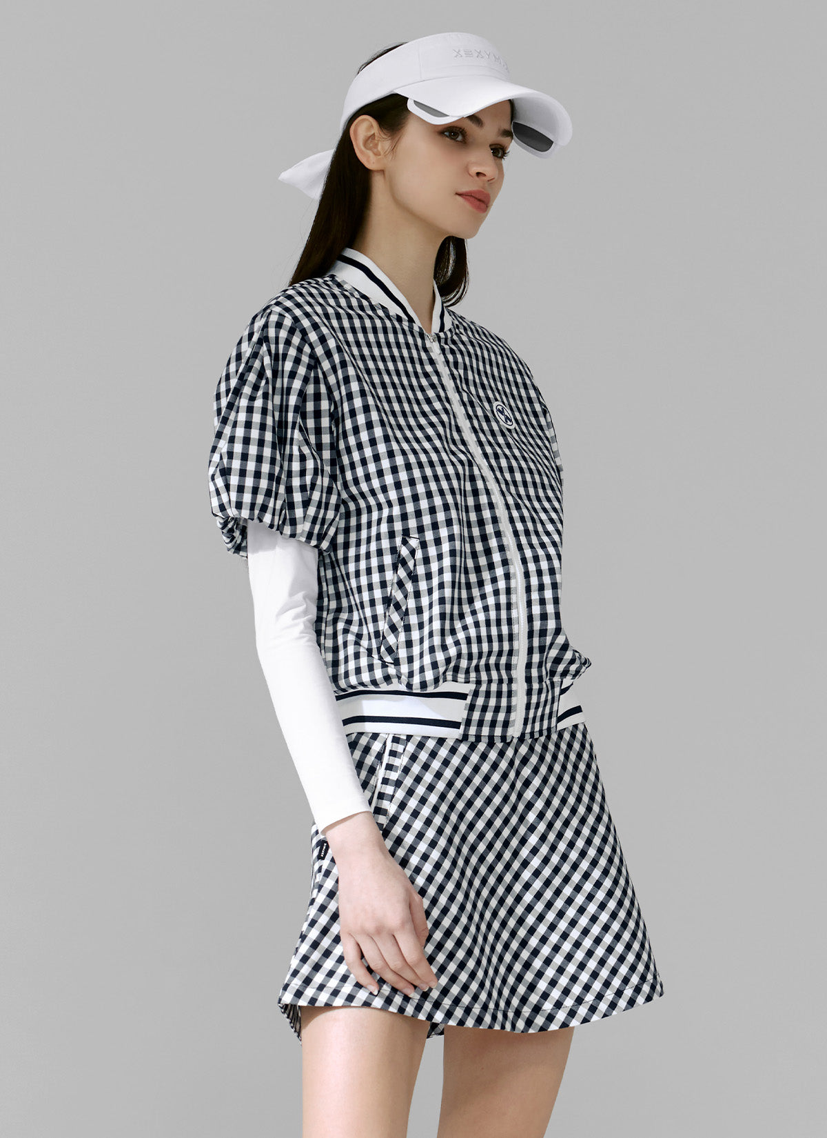 Stylish Check Puff Short Sleeve Jumper for Women - Trendy Plaid Pattern Casual Knit Sweater | Perfect for Fall Layering, Weekend Outfits & Cozy Home Wear