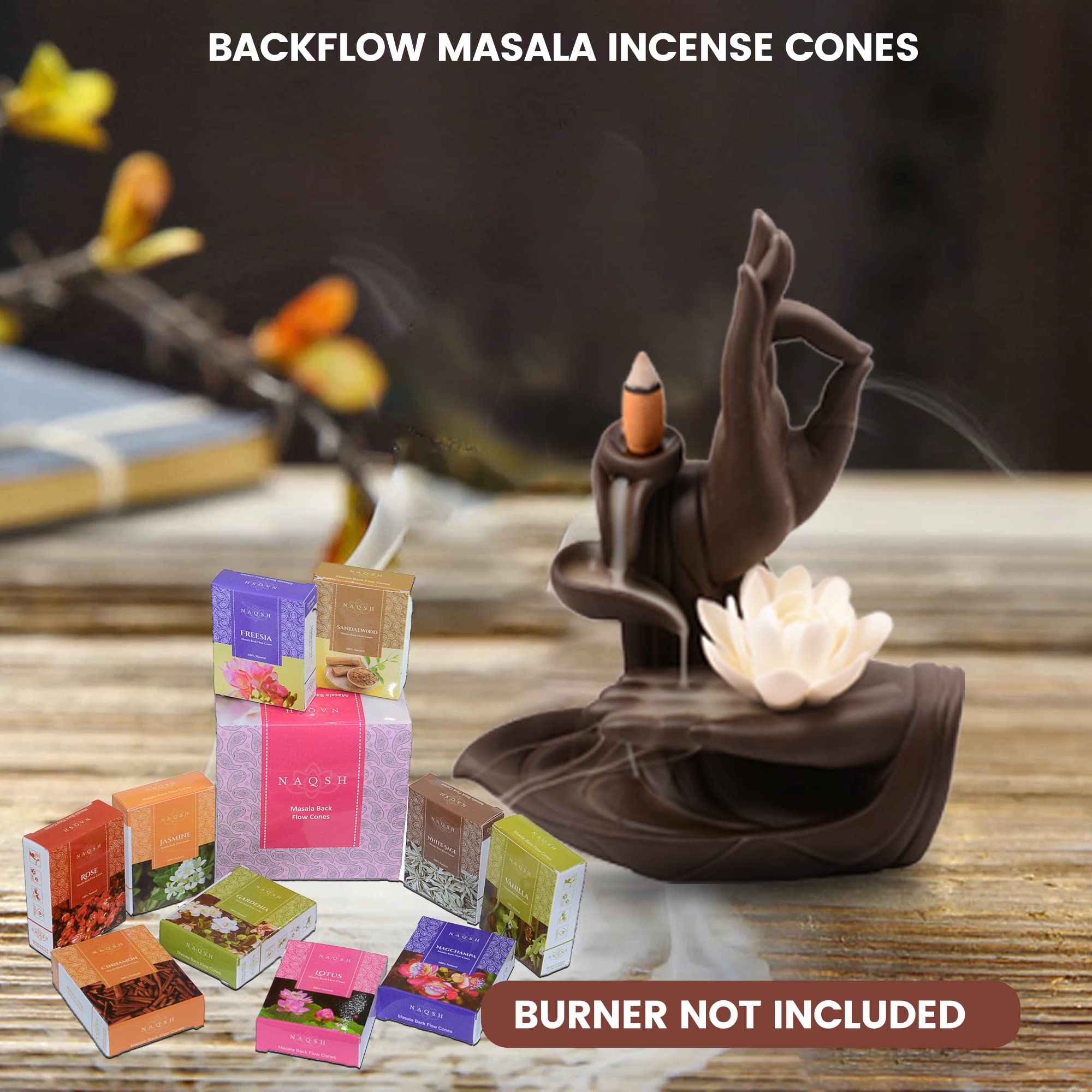 Premium Masala Backflow Incense Cones - 10 Assorted Aromas (8 Cones Each) | Natural & Handcrafted for Meditation, Yoga, Aromatherapy & Home Relaxation