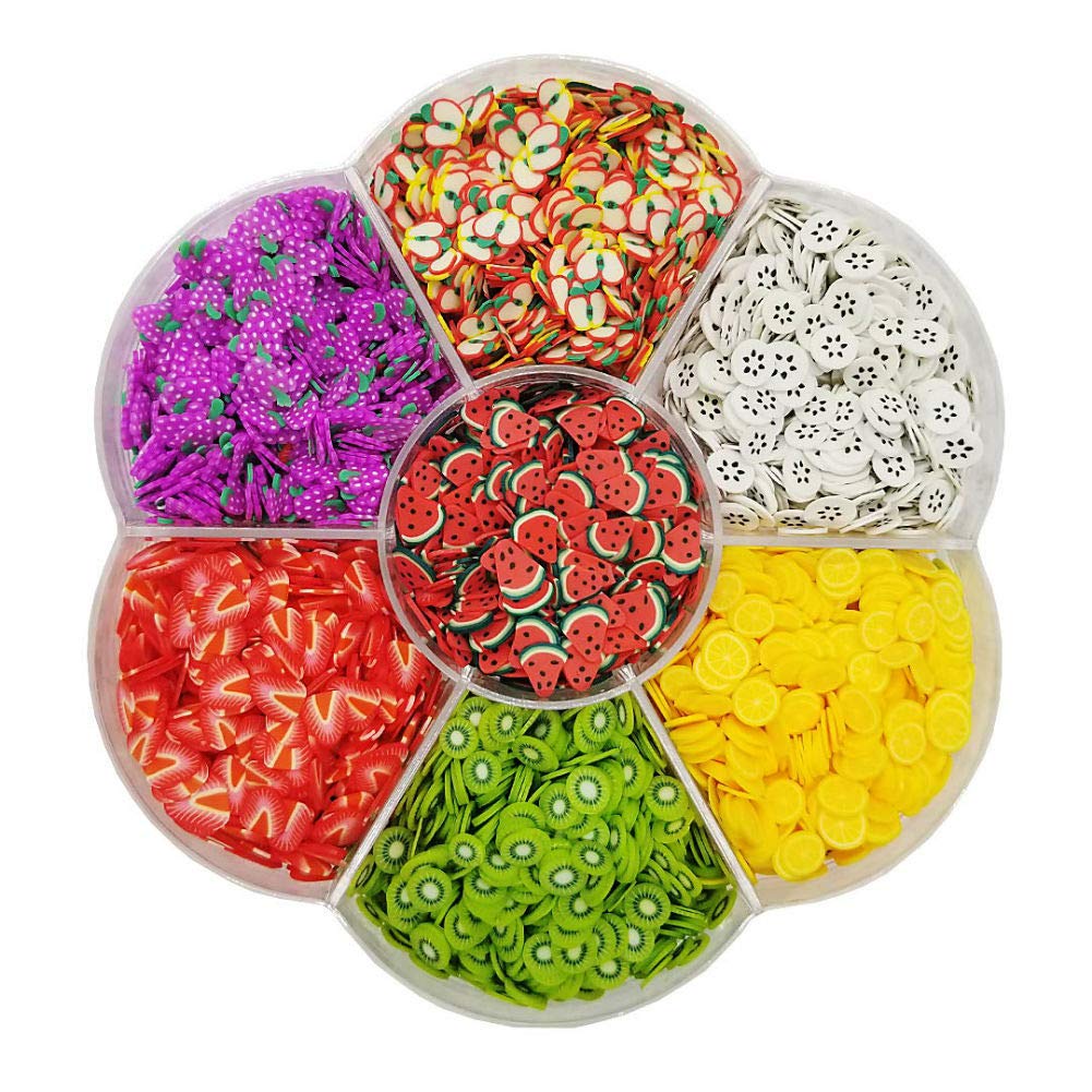 6300-Piece Assorted Fruit Slice Slime Fillers - DIY Slime Supplies, Polymer Clay Charms for Nail Art, Soft Pottery & Crafting - Perfect for Kids' Sensory Play, DIY Projects & Party Favors