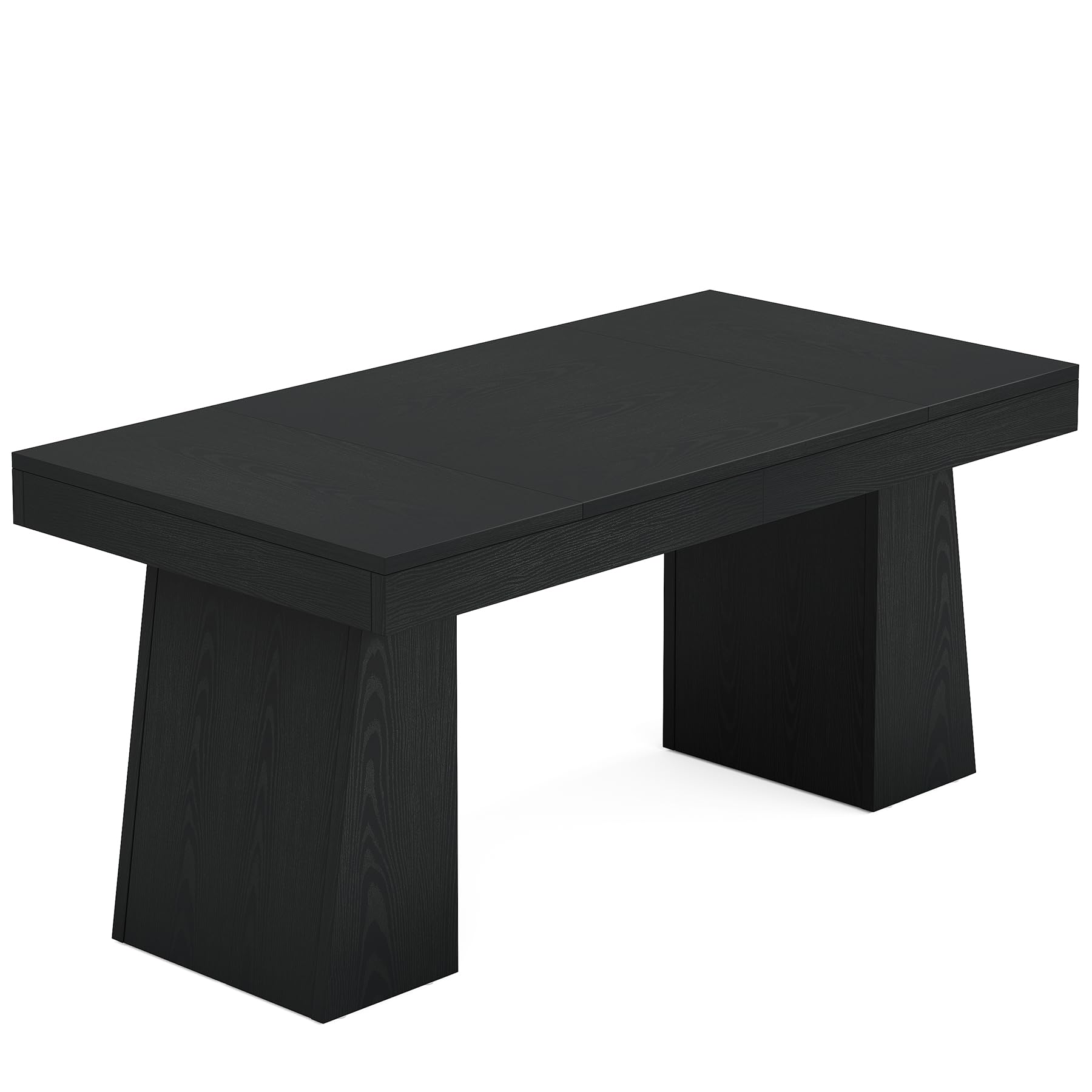 Tribesigns 55 Inch Modern Executive Desk - Mid Century Style Home Office Desk with Sturdy Double Trapezoid Base, Wooden Computer Desk for Business & Conference Room (Black) | Perfect for Small Office Spaces & Remote Workstations