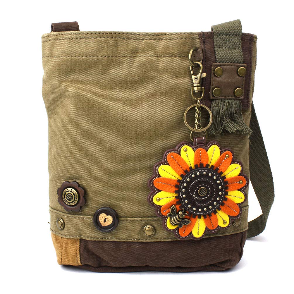 CHALA Crossbody Bag with Sunflower Patch - Stylish Olive Green Shoulder Purse for Women, Perfect for Daily Use, Travel, and Casual Outings