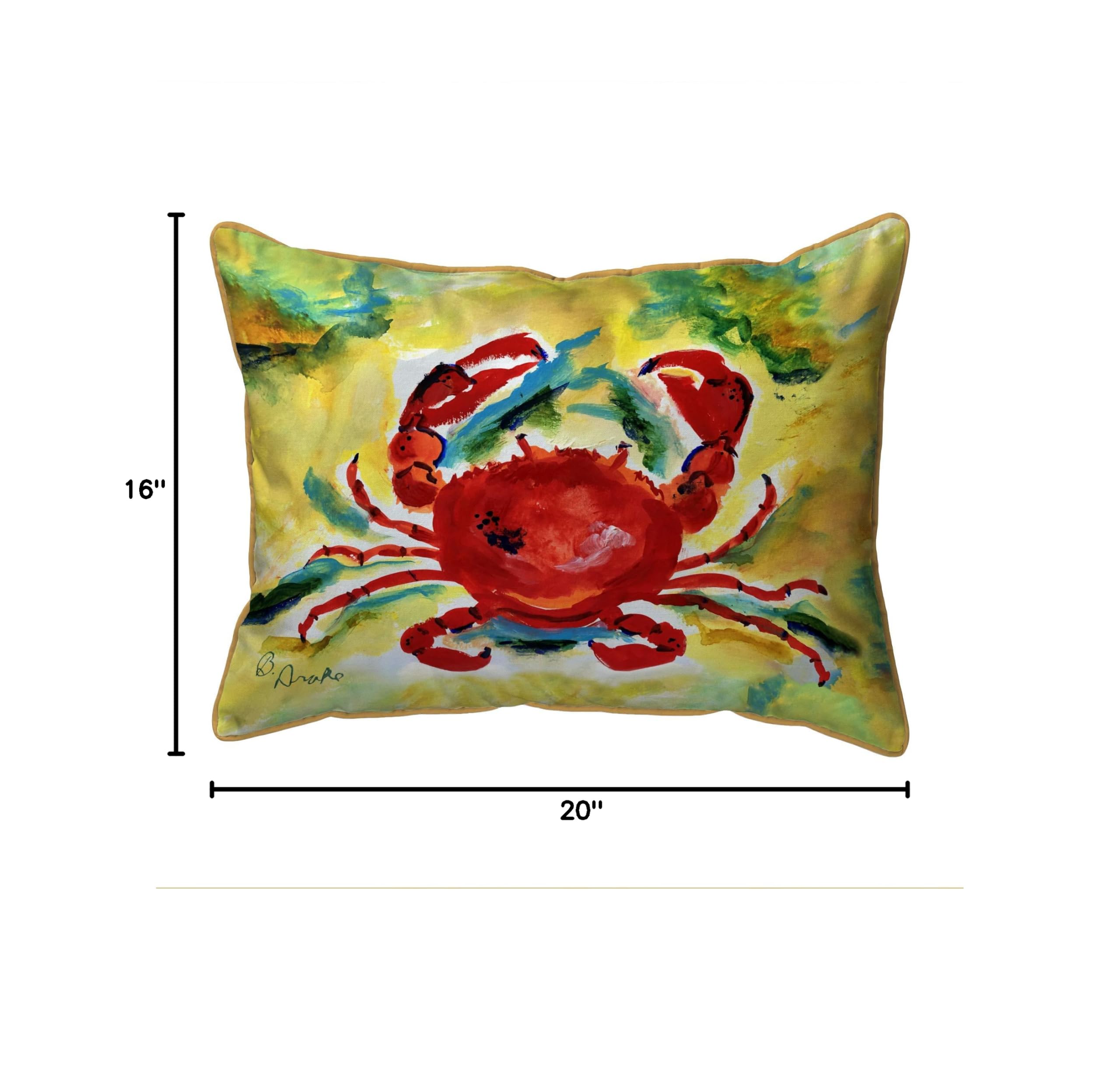Betsy Drake Rock Crab Large Indoor Outdoor Decorative Pillow 16x20 Inches - Perfect for Sofa, Bed, Patio & Home Decor