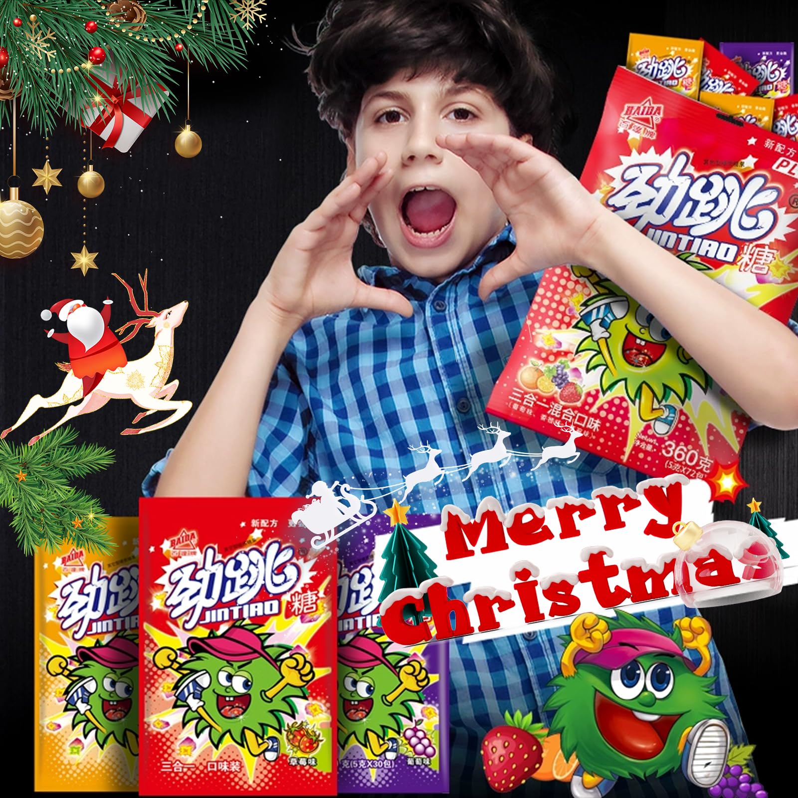 Assorted Popping Candy 60 Pack - Strawberry, Orange, Grape Flavors for Parties & Gifts