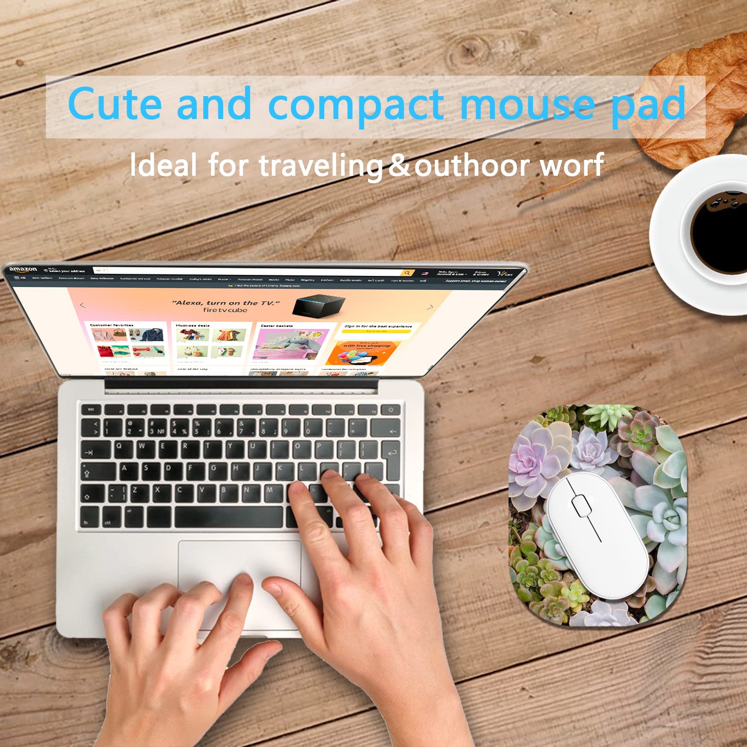6 x 7 Inch Small Mouse Pad for Laptop - Non-Slip Rubber Base, Waterproof Mouse Mat with Succulent Design - Perfect for Office, Home & Travel Use with Wireless Mouse