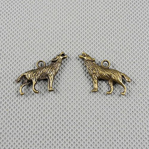Wholesale Wolf Pendant Charms - DIY Jewelry Making Supplies, Retro Craft Findings, Fermoir Repair Components (A1753-B) for Necklaces, Bracelets & DIY Jewelry Projects