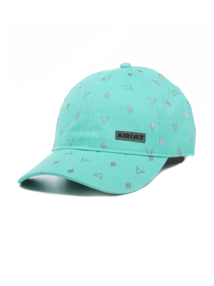 Ariat A300062433 Women's Cactus Bull Skull Cap in Turquoise - Perfect for Western Rodeo, Country Music Festivals & Cowgirl Fashion