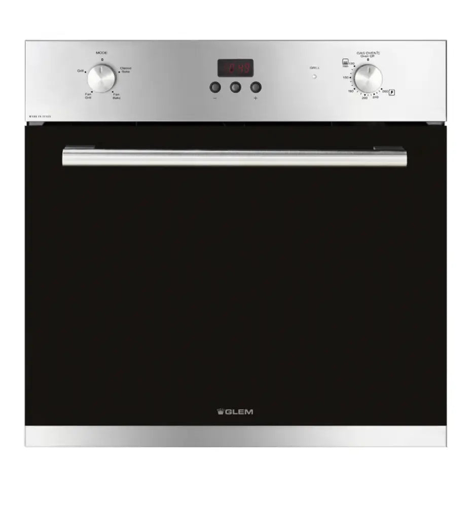 Glem GF64GEI 60cm Stainless Steel Fan Assisted Gas Oven - Professional Kitchen Appliance for Baking, Roasting & Cooking | Perfect for Home Chefs & Restaurants
