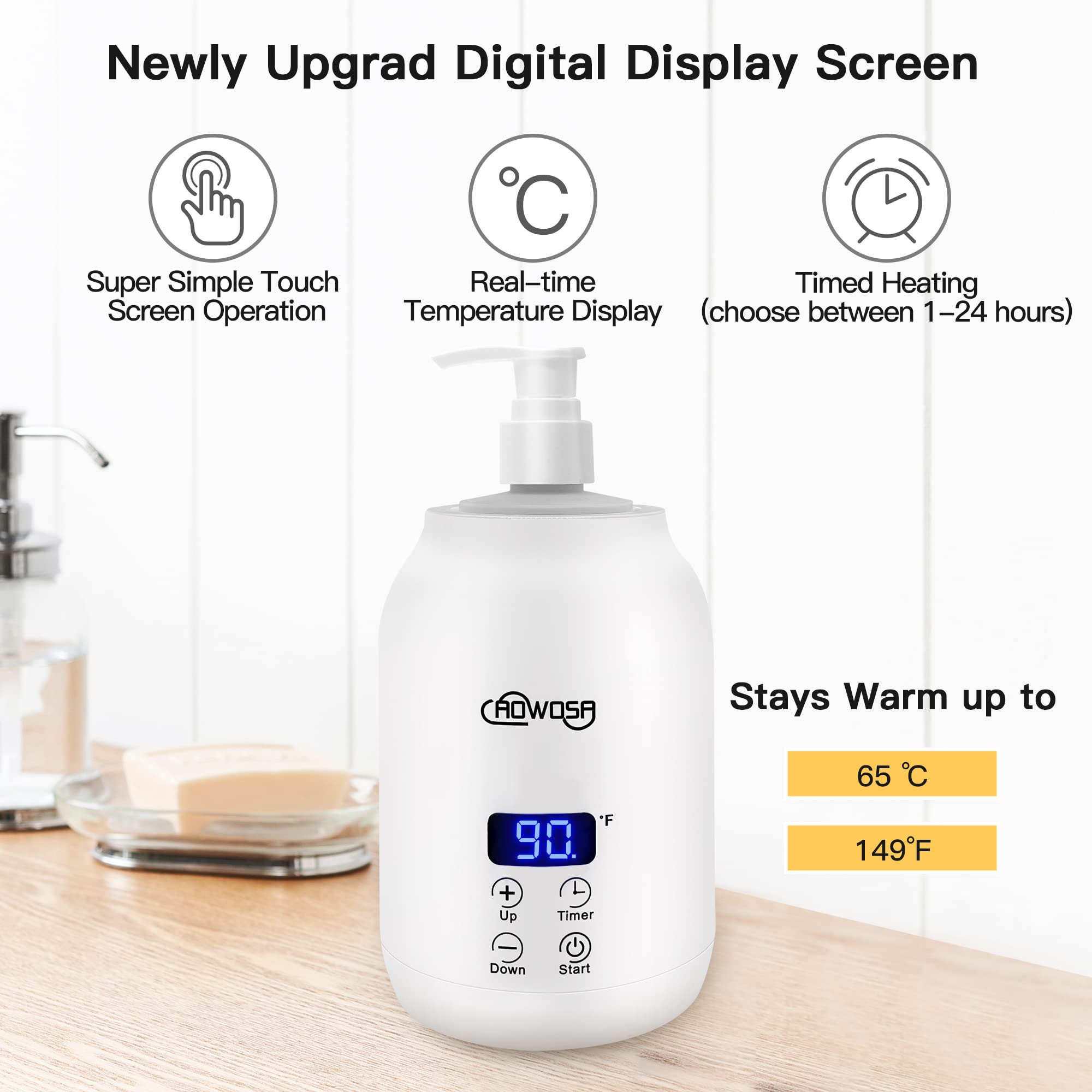 Professional Electric Massage Oil Warmer Bottle - Digital Lotion Heater for SPA, Salon & Home Use with 2 Dispenser Bottles | Perfect for Relaxation, Aromatherapy & Pain Relief (White)